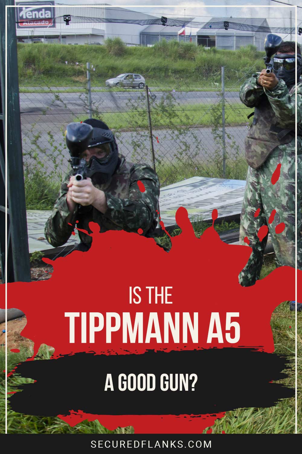 Two persons wearing camouflage aiming with paintball guns - Is the Tippmann A5 a Good Gun?