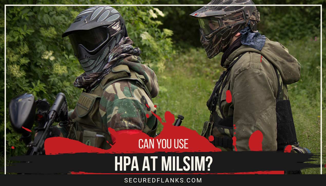 Two person wearing paintball gears in a jungle - Can you use HPA at MILSIM?