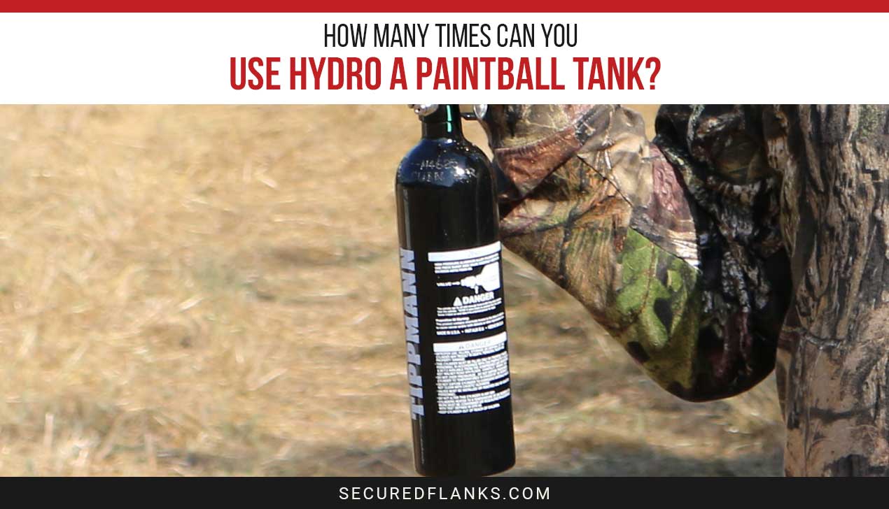 A paintball tank in a person's hand - How many times can you Hydro a Paintball tank?