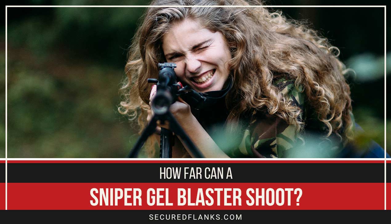 Woman aiming with a paintball gun in hands - How far can a Sniper Gel Blaster shoot?