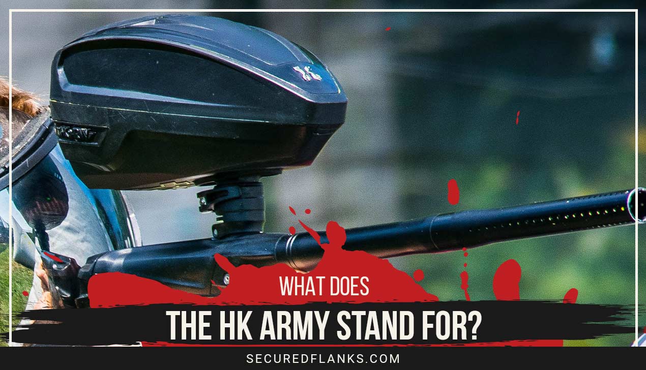 Person wearing helmet aiming using a paintball gun - What Does The Hk Army Stand For?