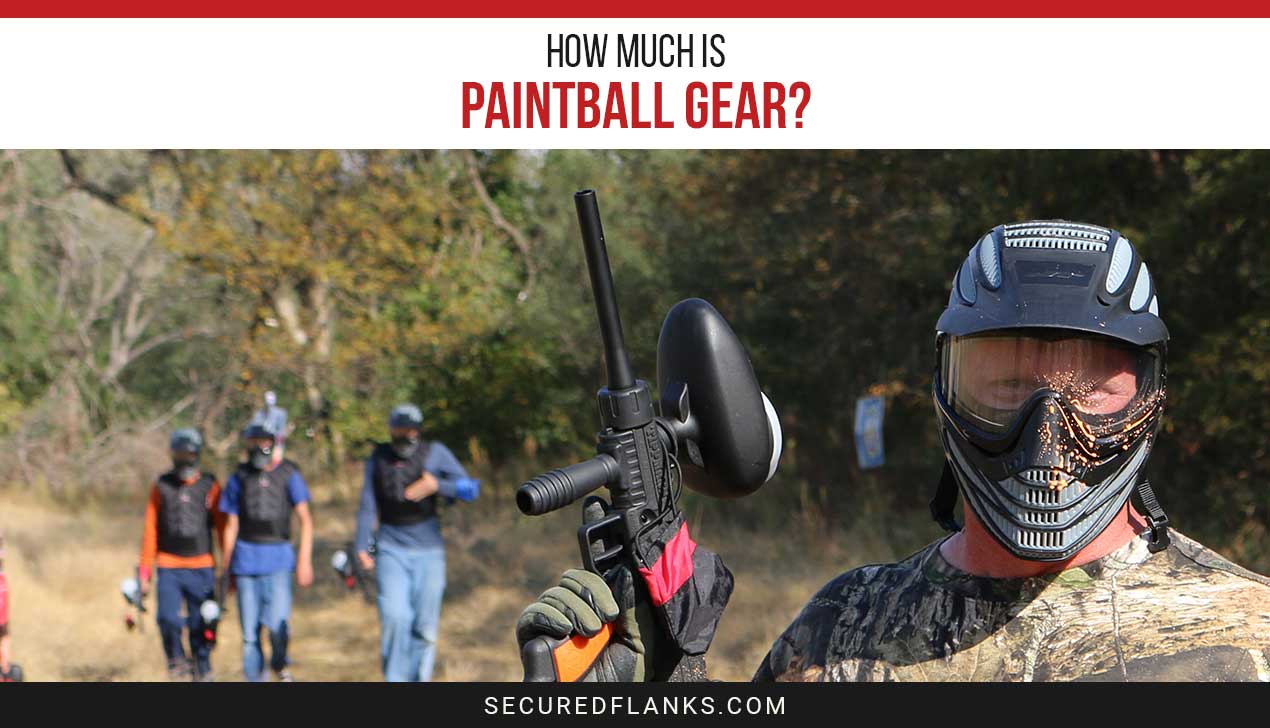 Man standing with a paintball gun in hand and three guys far behind him - How Much Is Paintball Gear?