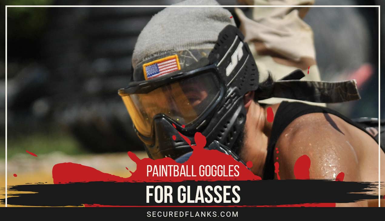 Man wearing a tank top with paintball googles on - Paintball Goggles for Glasses.