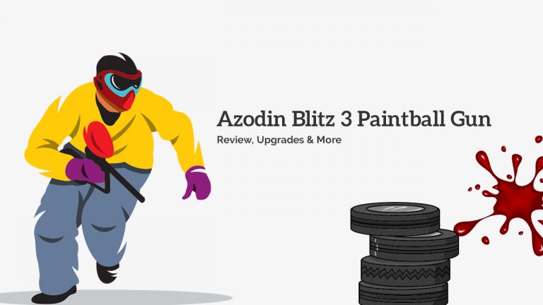Illustration of a paintball player running with an Azodin Blitz 3